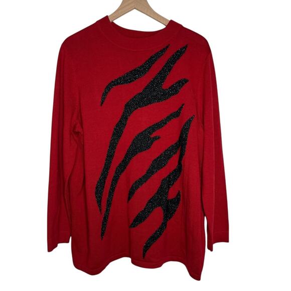 BOB MACKIE Wearable Art Red Long Sleeve Sweater SZ XL - Picture 1 of 8